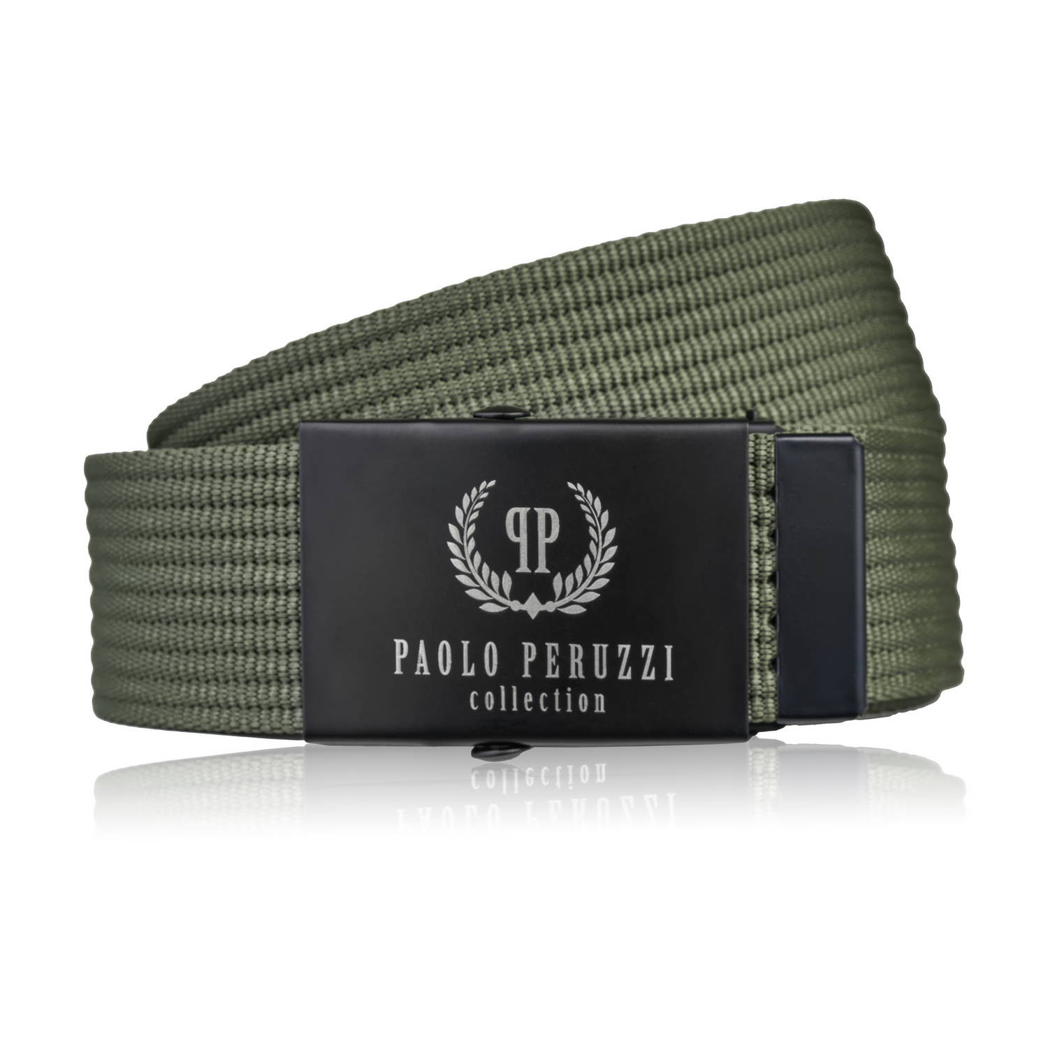 Pasek do spodni męski 105 cm pasek parciany z klamrą ciemnozielony PW-29-105