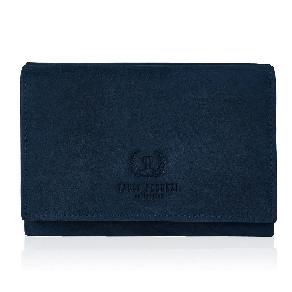 Portfel damski skórzany granatowy mały vintage RFID T-33-DB