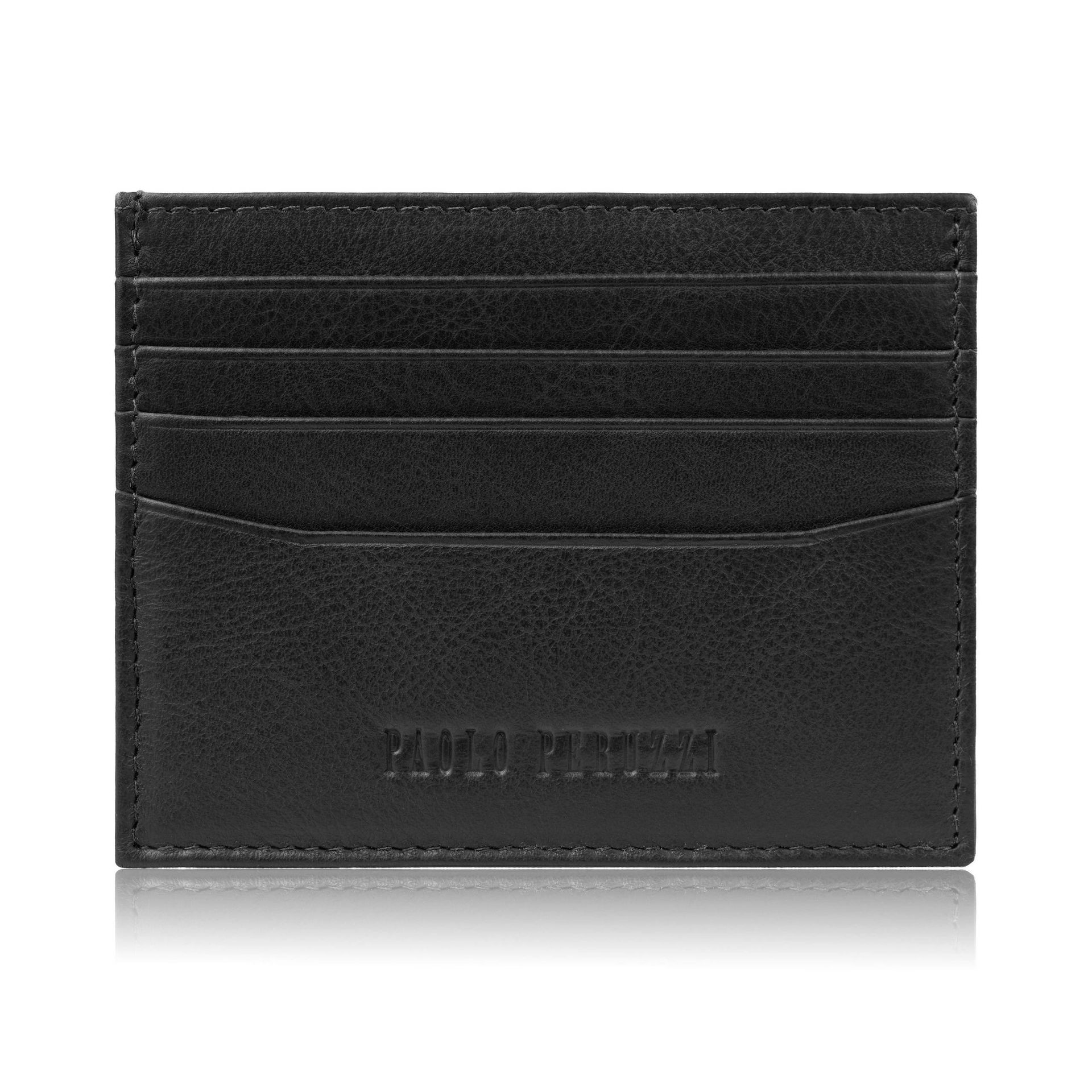 Etui na karty kredytowe skórzane praktyczne etui RFID czarne z wycięciem AY-16-BL