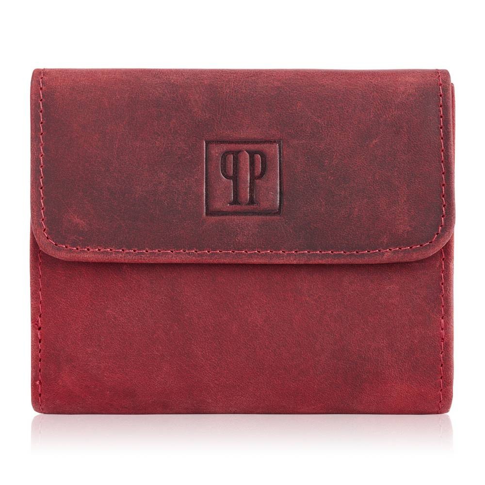 Portfel damski skórzany vintage czerwony mały modny RFID T-11-RD