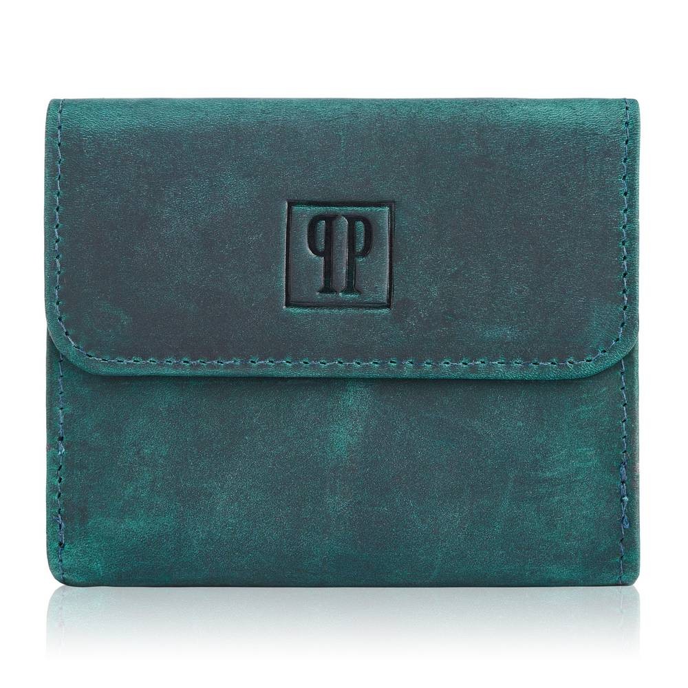 Portfel damski skórzany vintage mały zielony RFID T-11-GR
