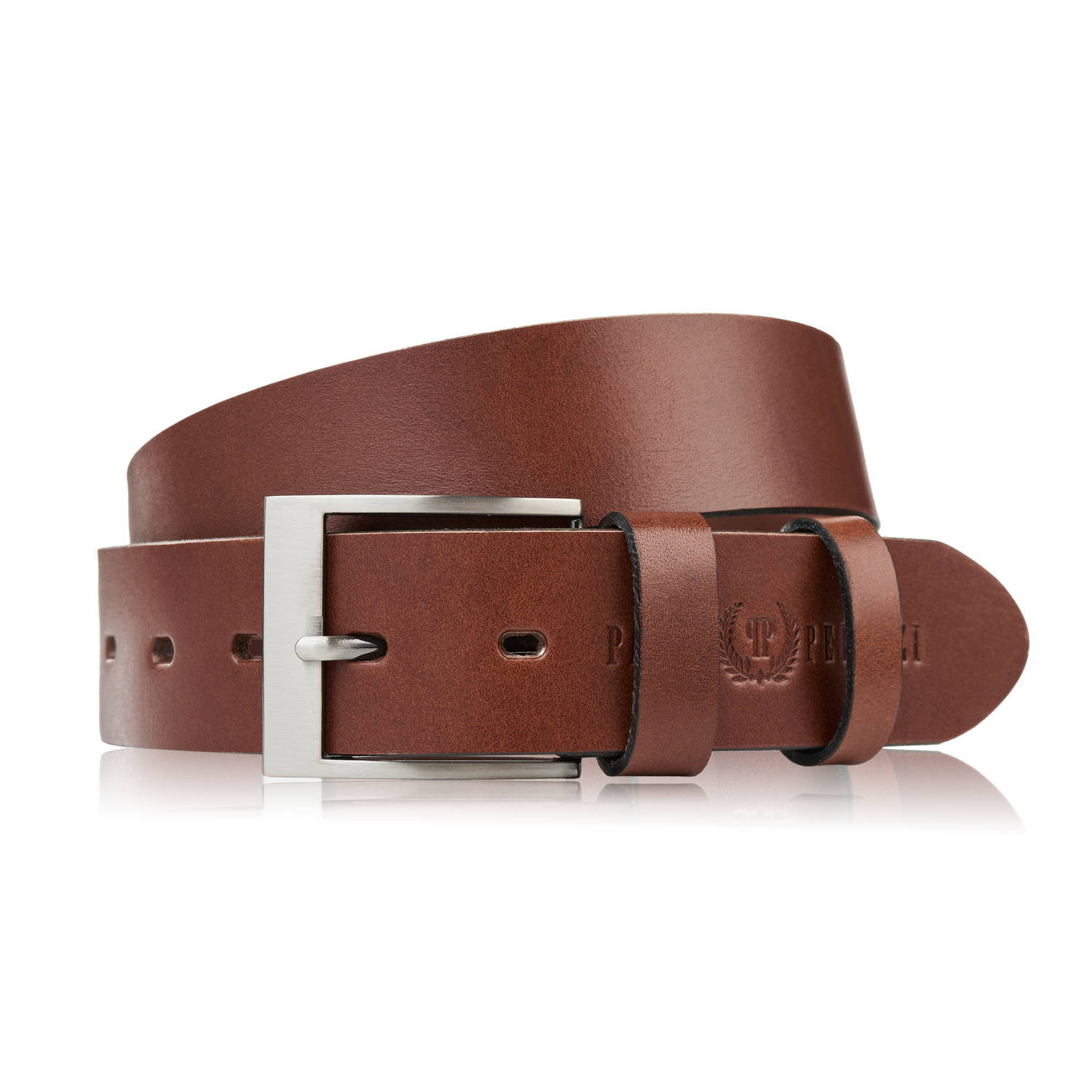 Pasek męski 100 cm skórzany premium z klasyczną klamrą elegancki koniakowy PG-08-CG-100