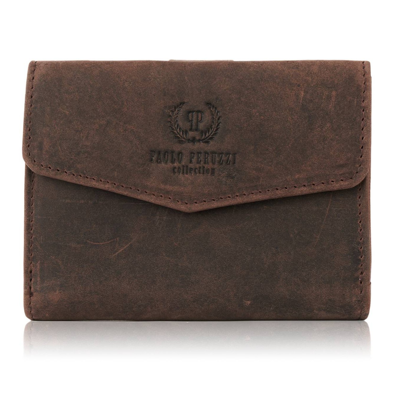 Portfel damski ze skóry naturalnej vintage brązowy RFID T-35-BR
