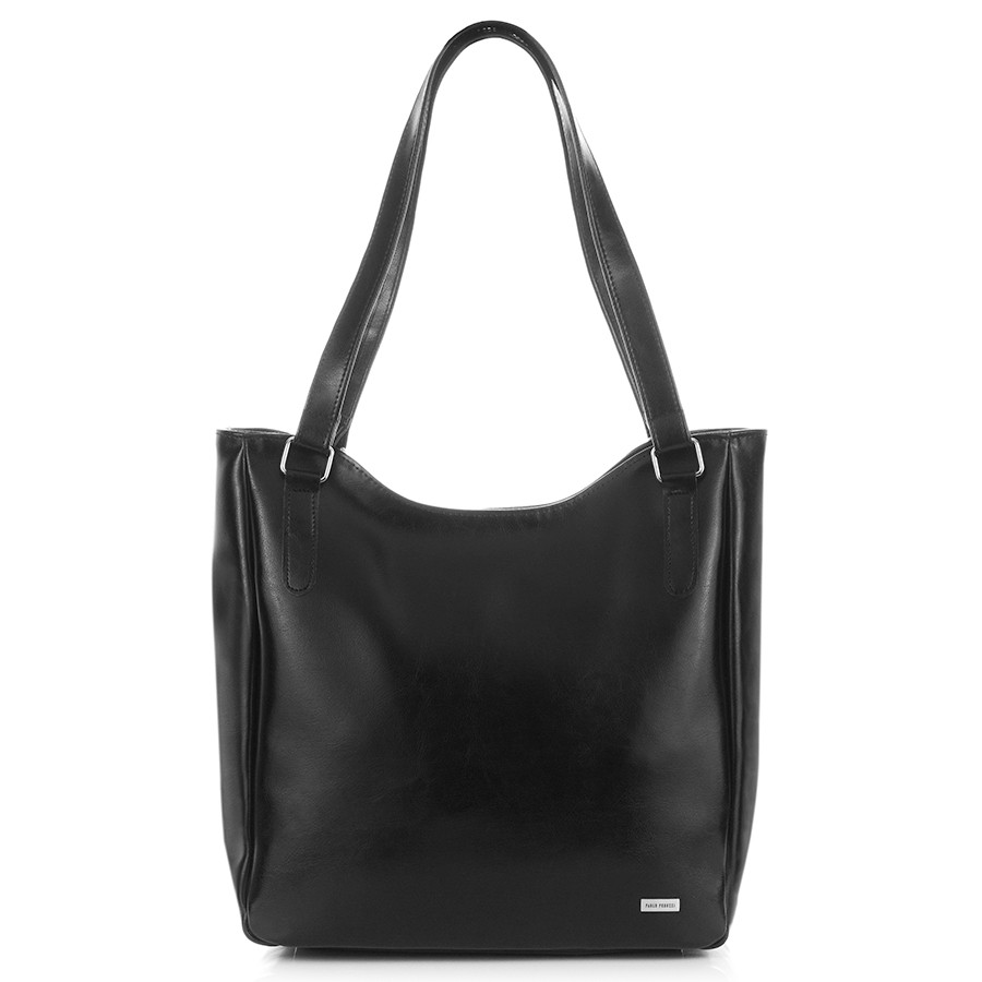 Torba damska skórzana duża czarna shopper bag Z-09-BL
