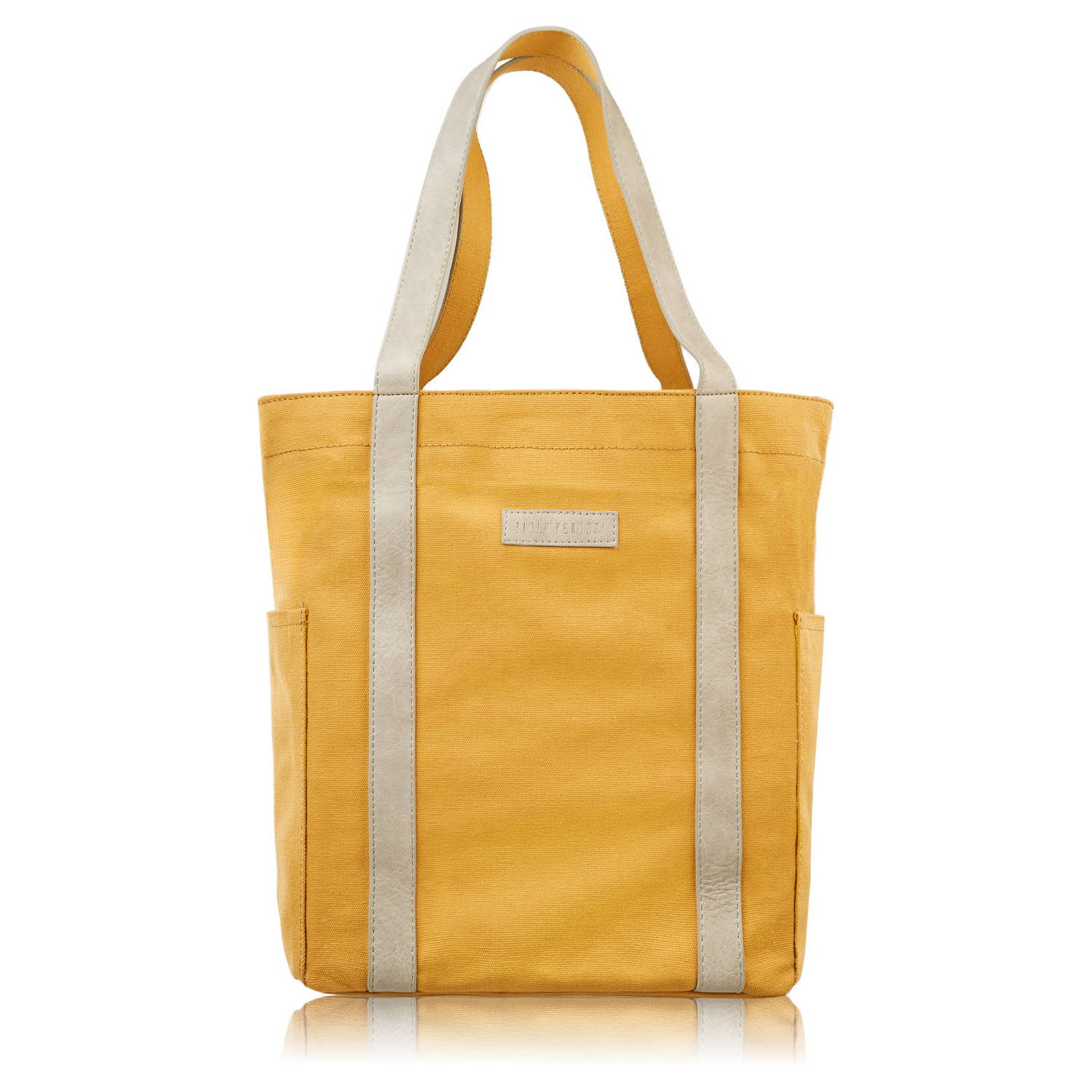 Torba damska na ramię shopper duża wegańska materiałowa pojemna żółta E-17-YL