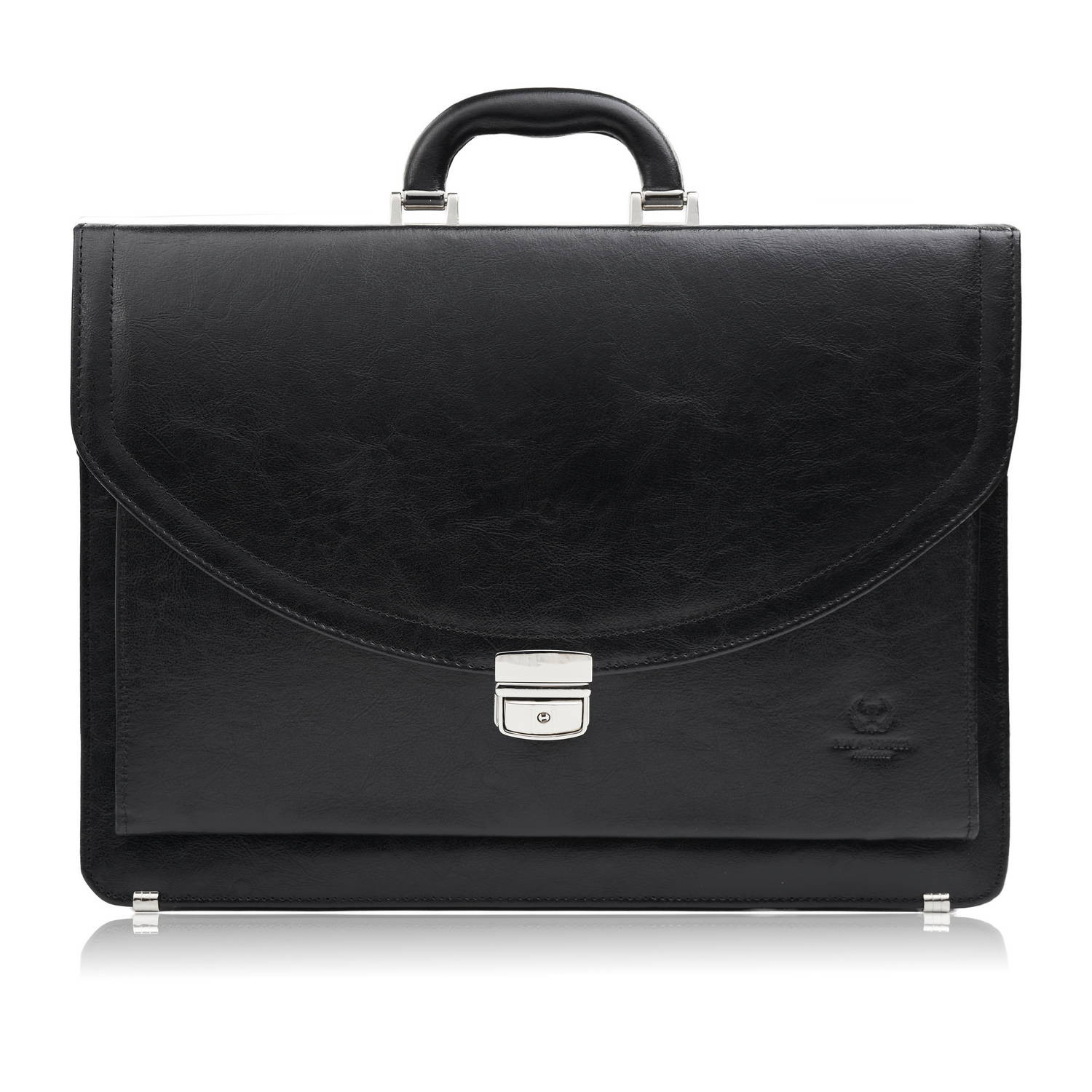 Aktówka męska skórzana do ręki i na ramię elegancka czarna S-46-BL