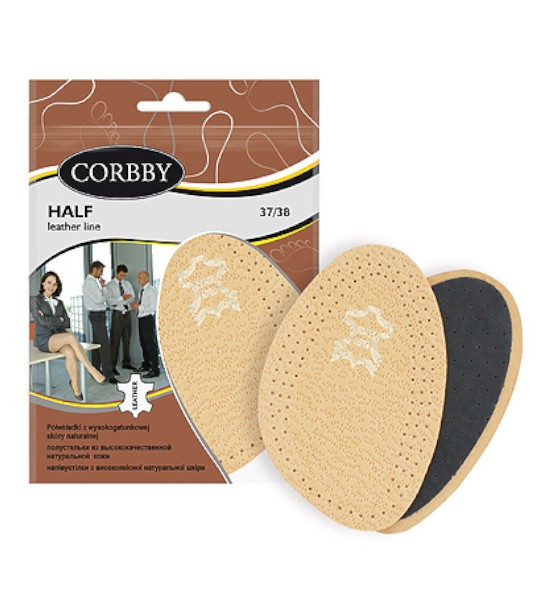Amortyzujące półwkładki do butów skórzane Corbby Half rozmiar 35/36