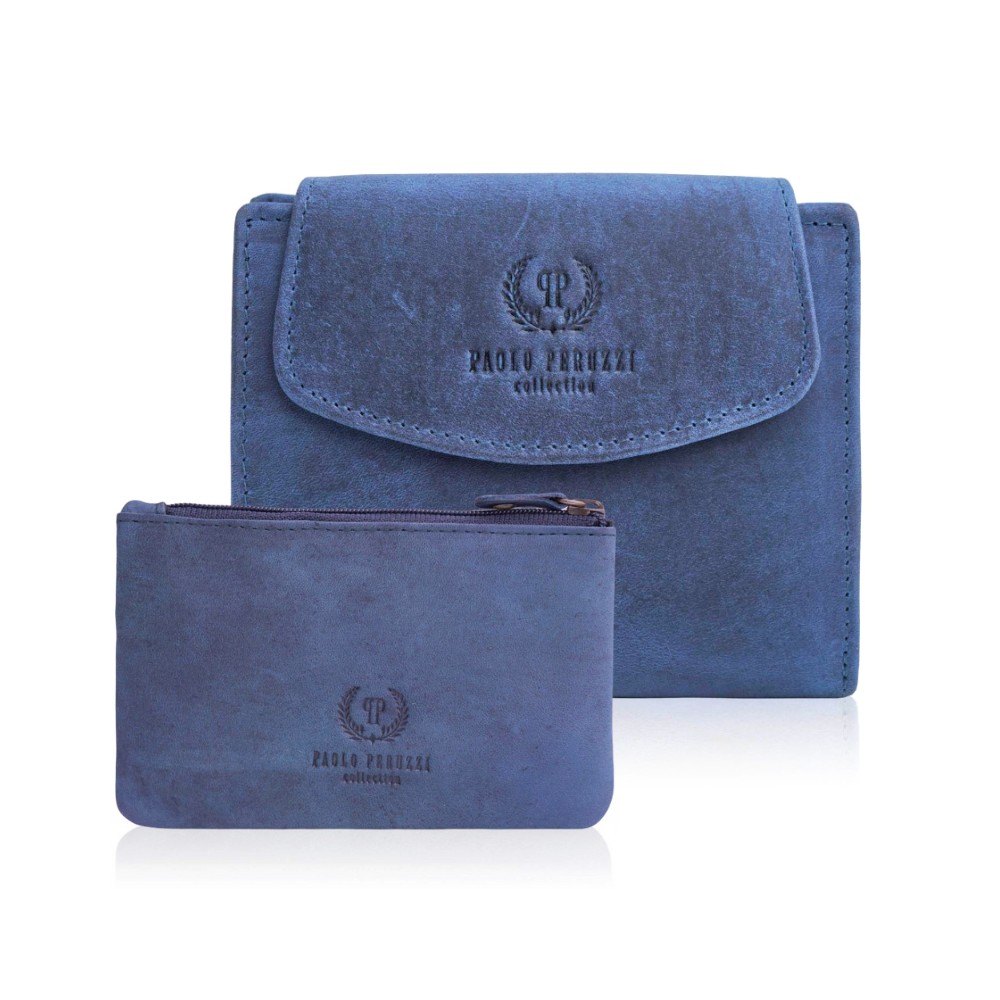 Portfel damski skórzany T-12-DB + etui na klucze T-51-DB zestaw ZUP-40-DB