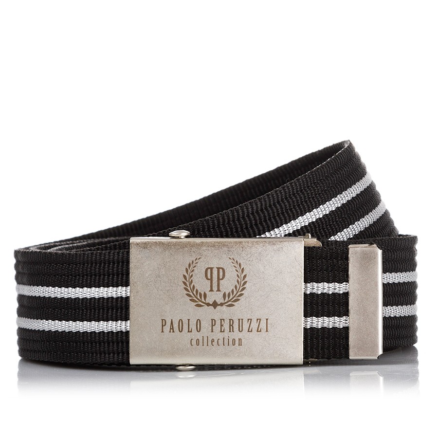 Pasek męski parciany 125 cm do spodni Paolo Peruzzi pasek parciany czarny PW-03-125