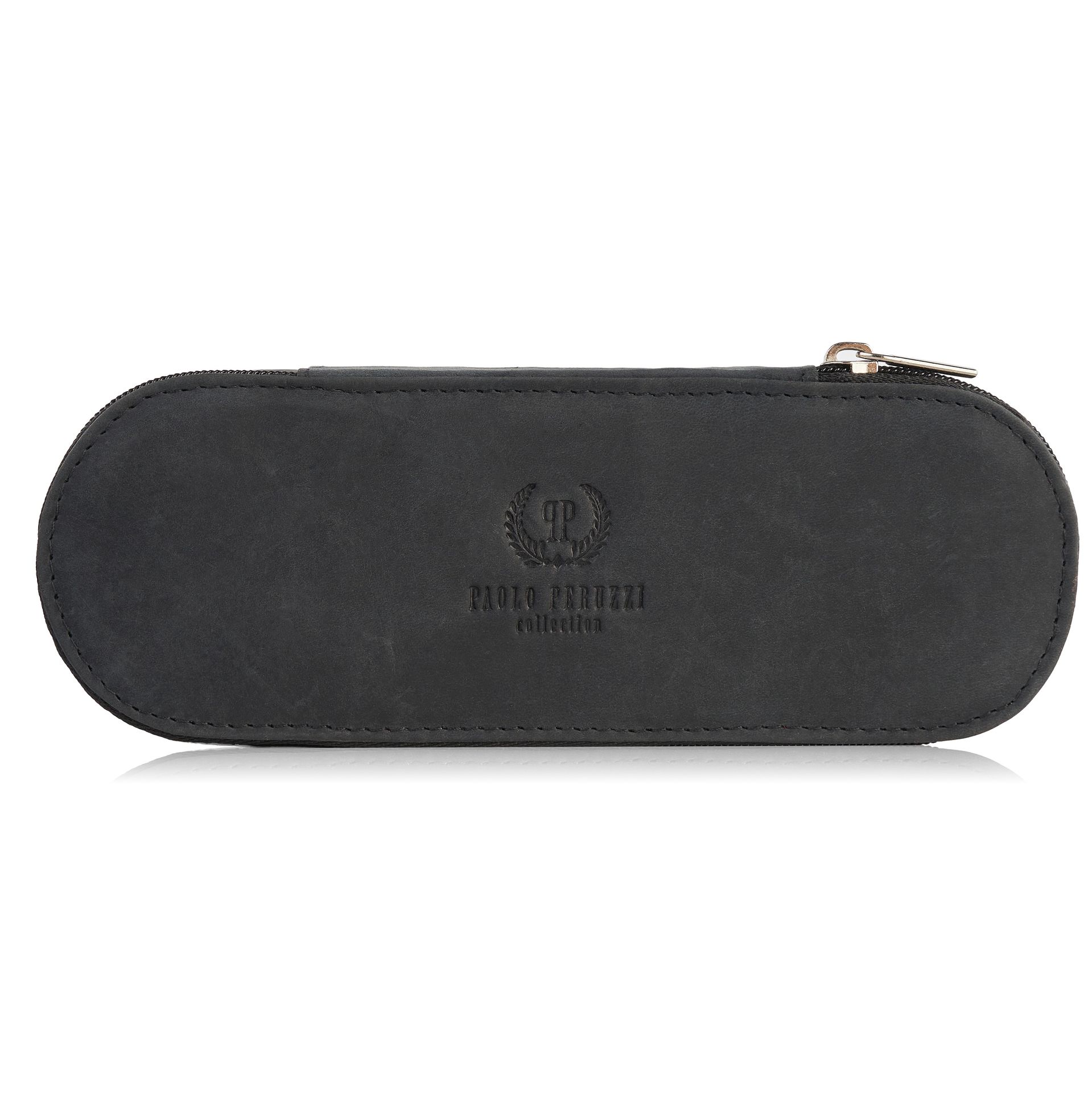Skórzane etui na okulary piórnik czarny vintage Paolo Peruzzi T-82-HBL