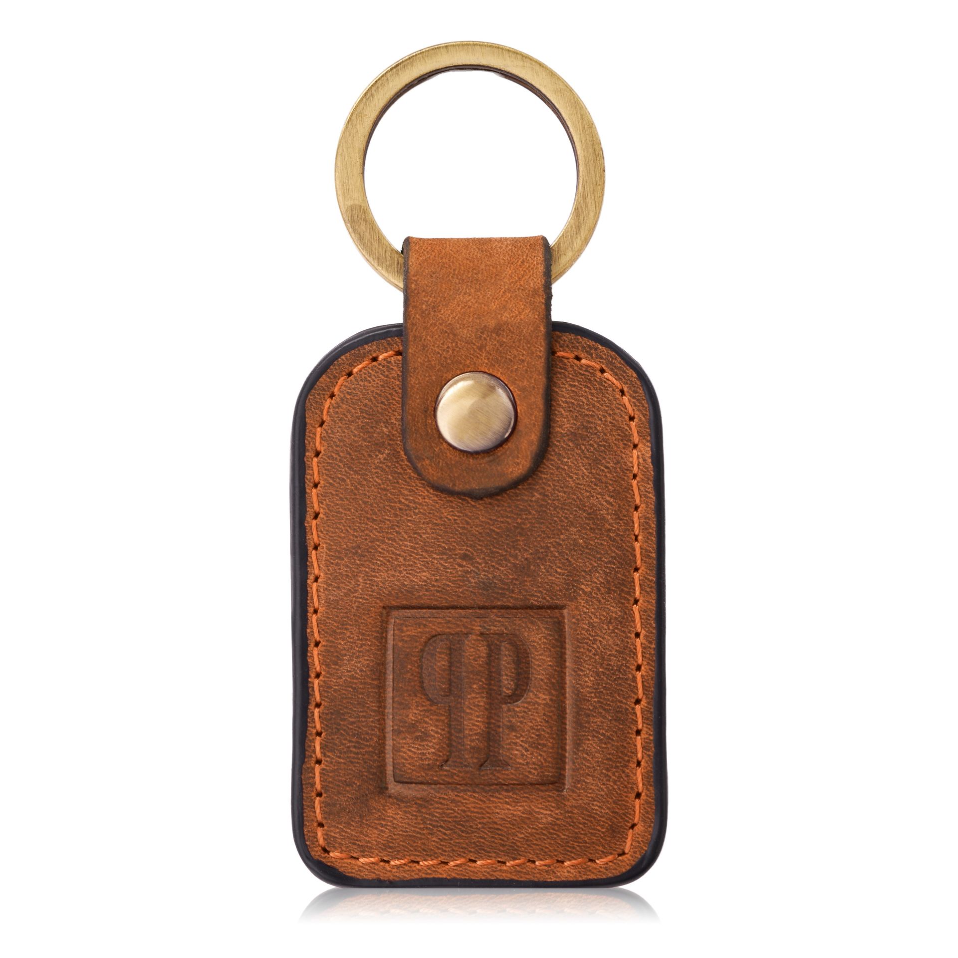 Breloczek do kluczy skórzany pomarańczowy vintage prostokątny Paolo Peruzzi T-86-HOR