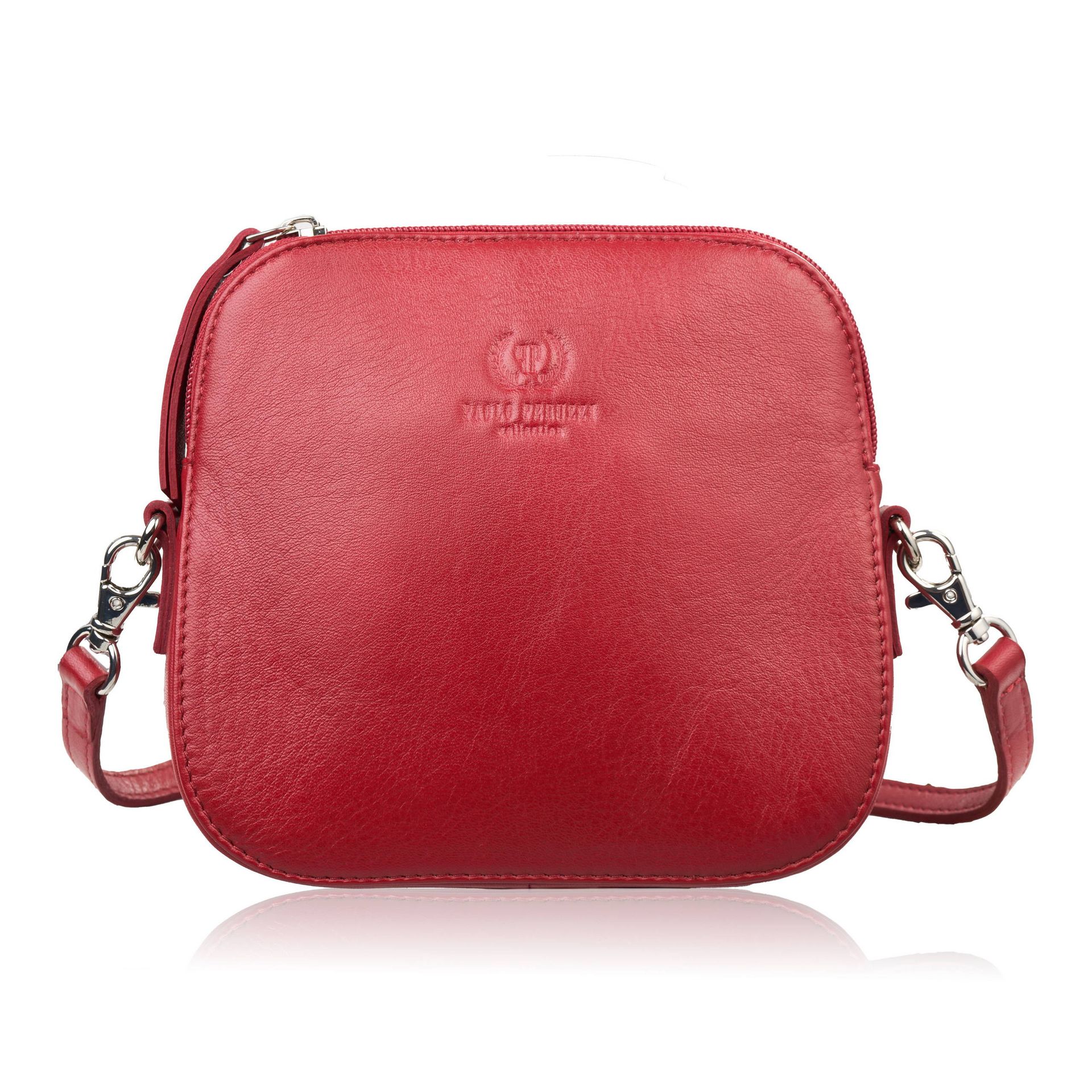 Mała torebka damska skórzana kopertówka na ramię crossbody do ręki czerwona Paolo Peruzzi AY-24-RD