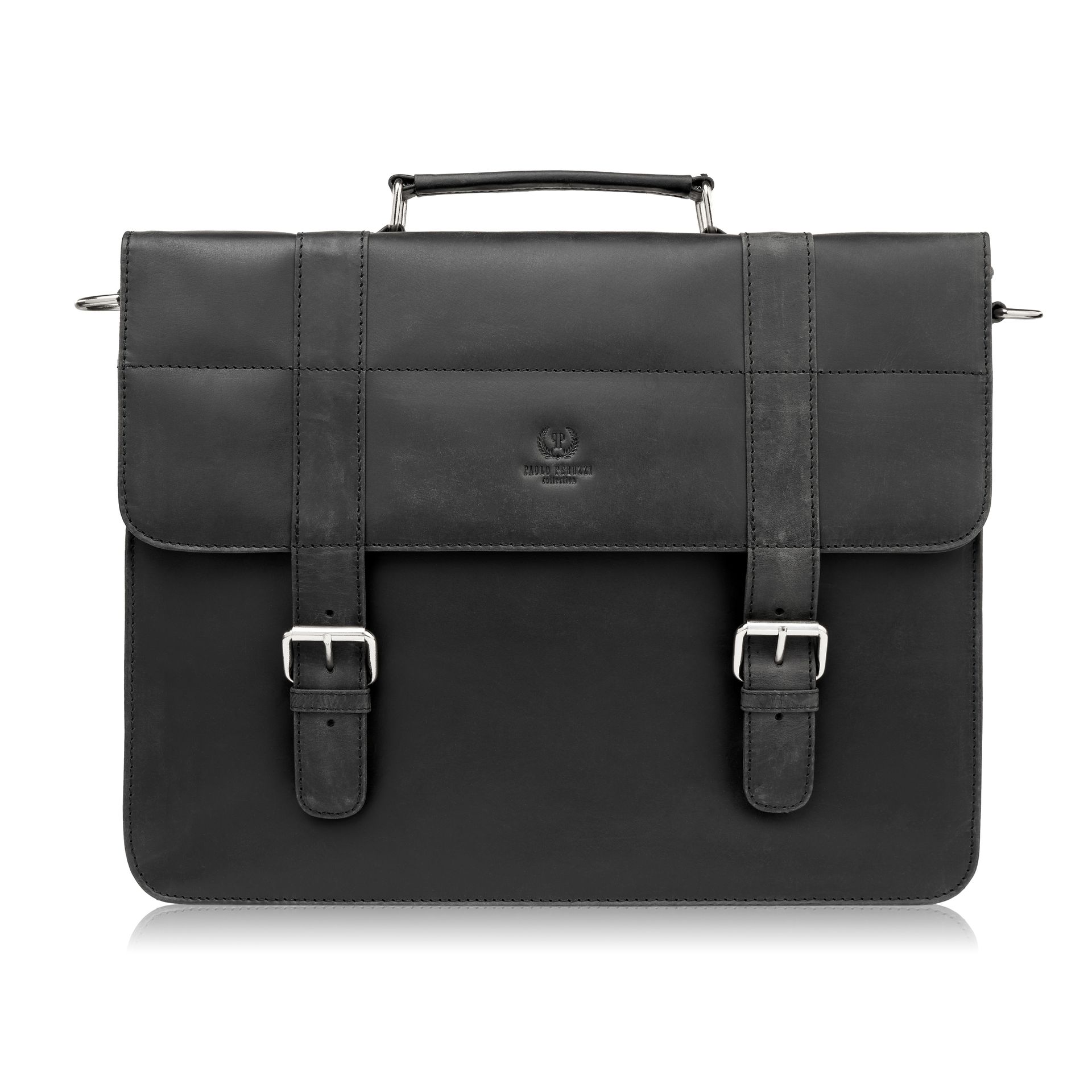 Torba męska na ramię skórzana czarna aktówka vintage Paolo Peruzzi T-99-BL