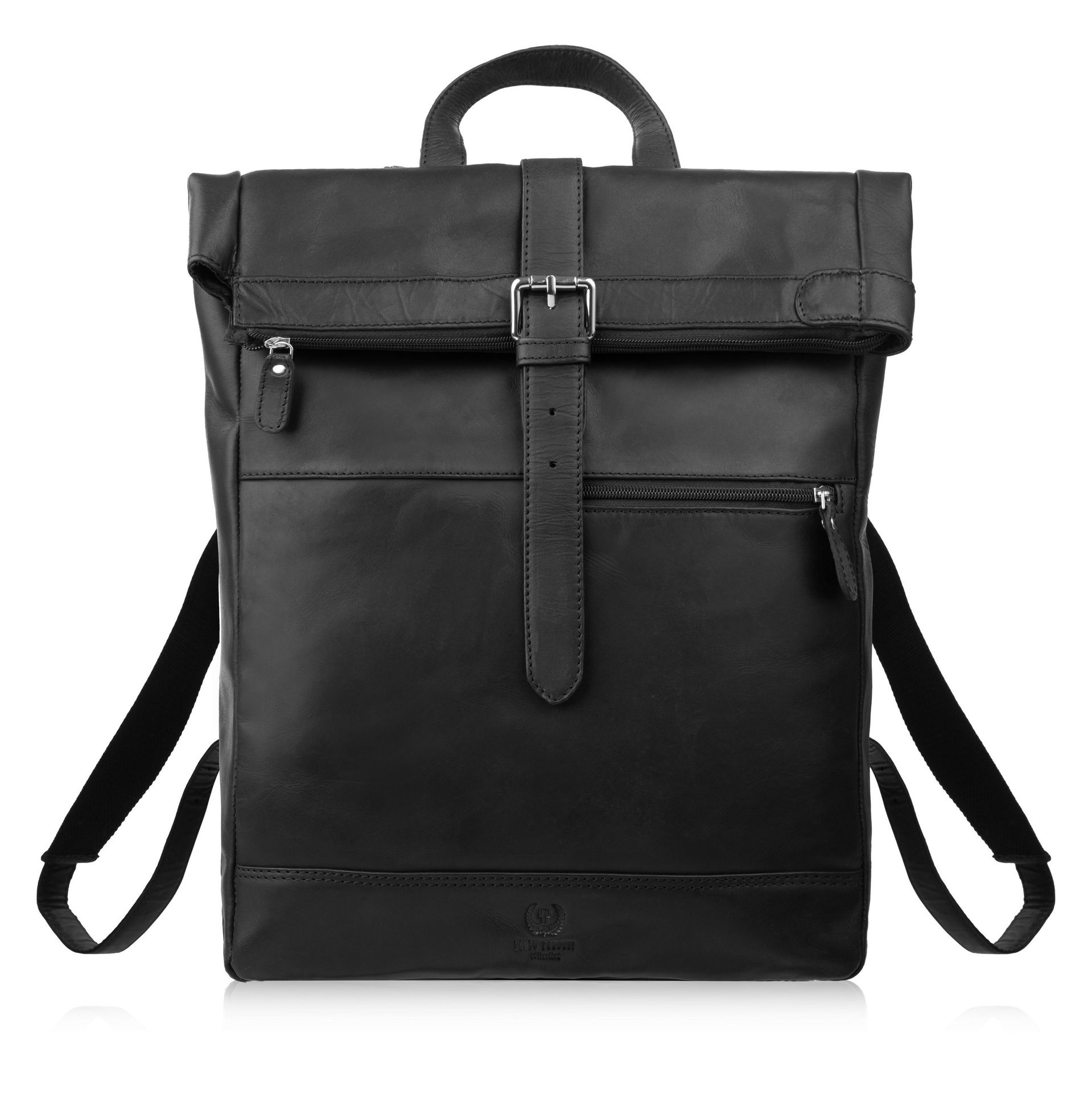 Plecak roll top skórzany vintage na laptopa miejski czarny unisex Paolo Peruzzi AY-32-BL