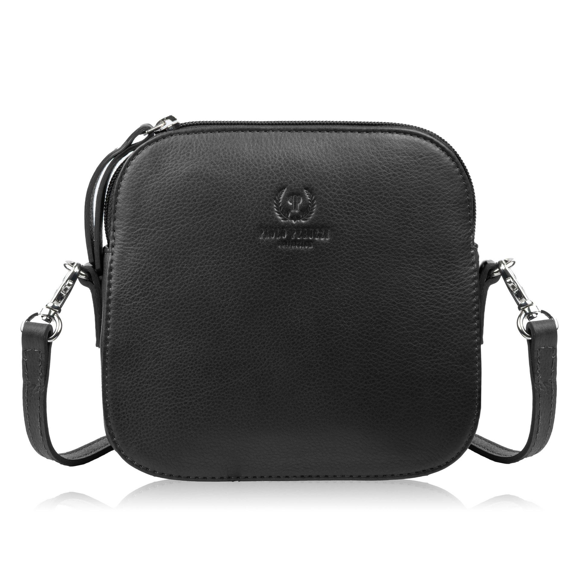 Mała torebka damska skórzana kopertówka na ramię crossbody do ręki czarna Paolo Peruzzi AY-24-BL