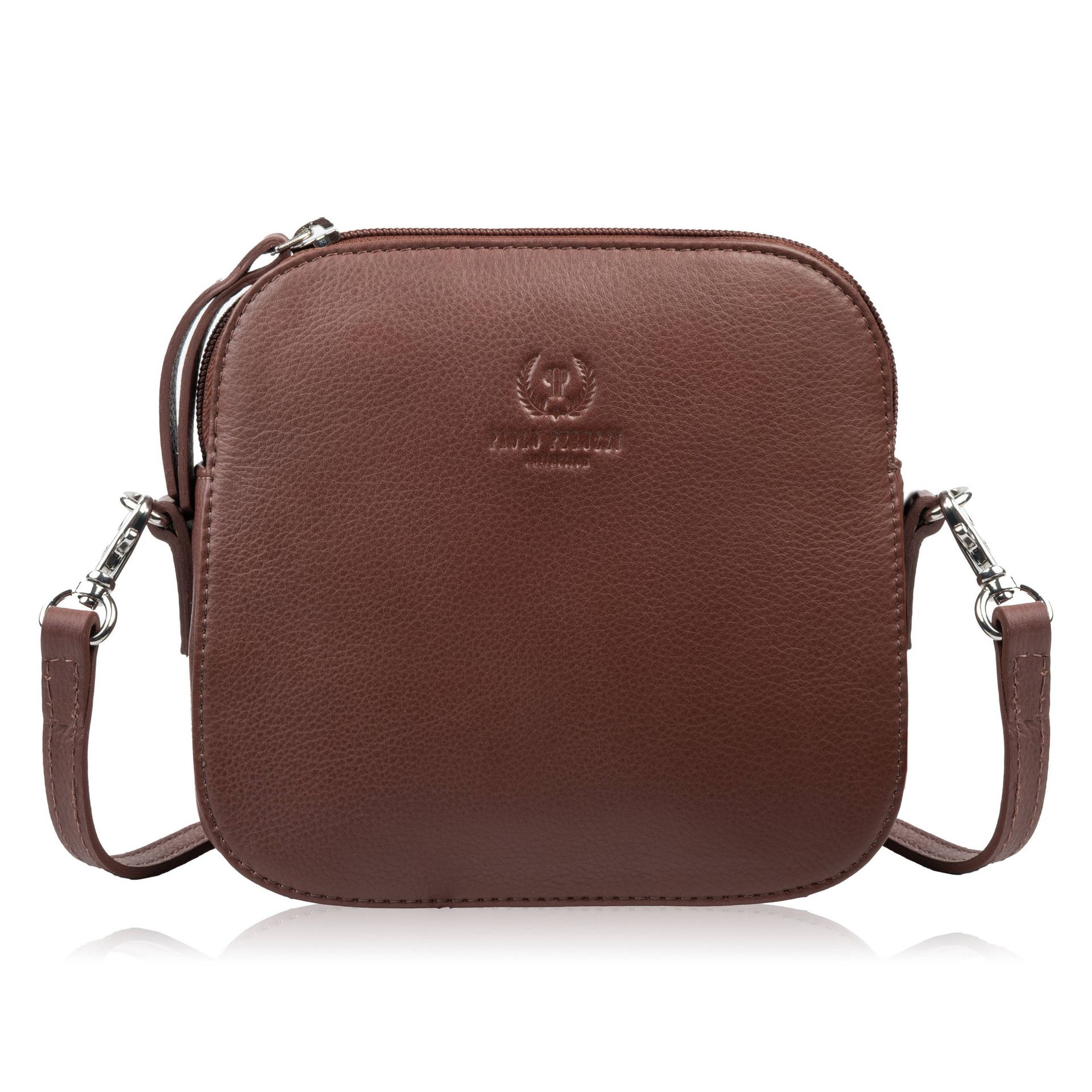 Mała torebka damska skórzana kopertówka na ramię crossbody do ręki brązowa Paolo Peruzzi AY-24-BR
