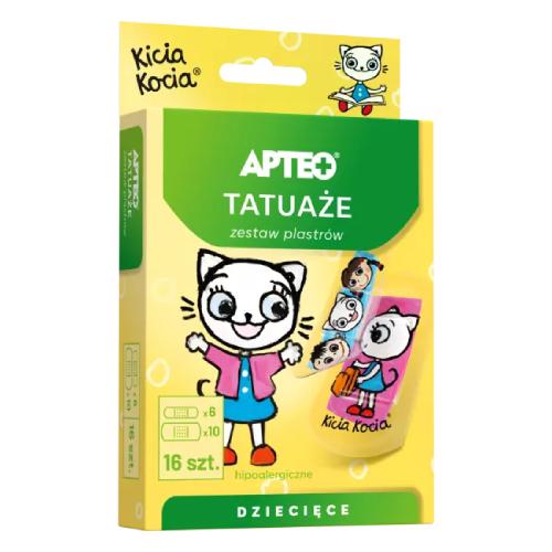 APTEO Tatuaże Kicia Kocia zestaw plastrów dla dzieci, 16 szt.