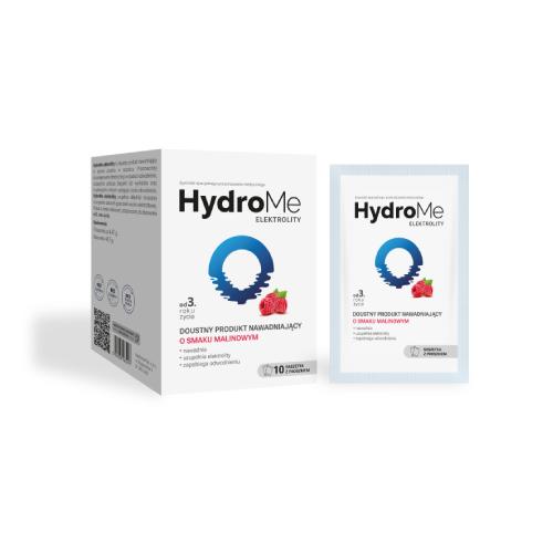 HydroMe Elektrolity doustny produkt nawadniający o smaku malinowym, 10sasz.