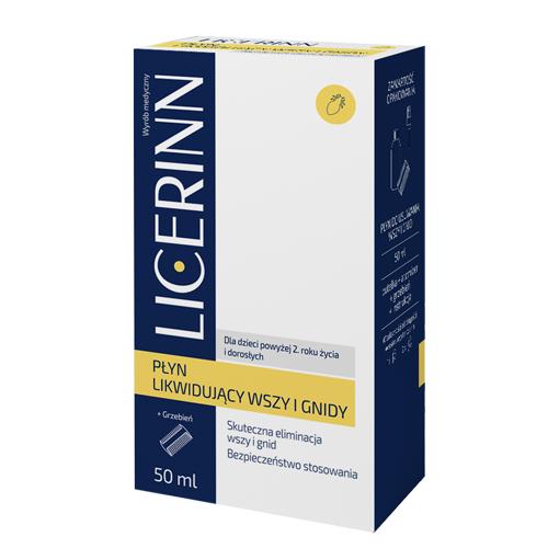 Licerinn Płyn likwidujący wszy i gnidy u dzieci i dorosłych, 50 ml + grzebień