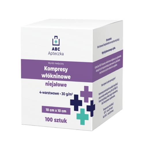 Apteczka ABC Kompresy włókninowe niejałowe 4-warstwowe 10 cm x 10 cm, 100 szt.
