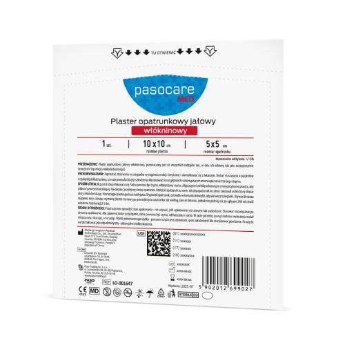 Pasocare Med Plaster opatrunkowy jałowy włókninowy 10 x 10cm, 1 szt.