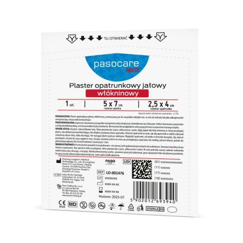Pasocare Med Plaster opatrunkowy jałowy włókninowy 5 x 7cm, 1 szt.