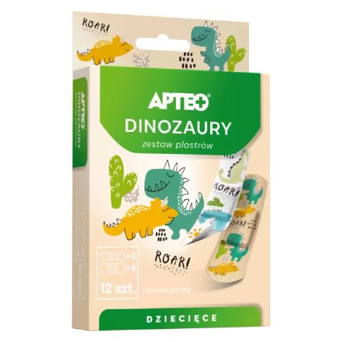 Apteo Dinozaury Zestaw plastrów dla dzieci, 12 szt.