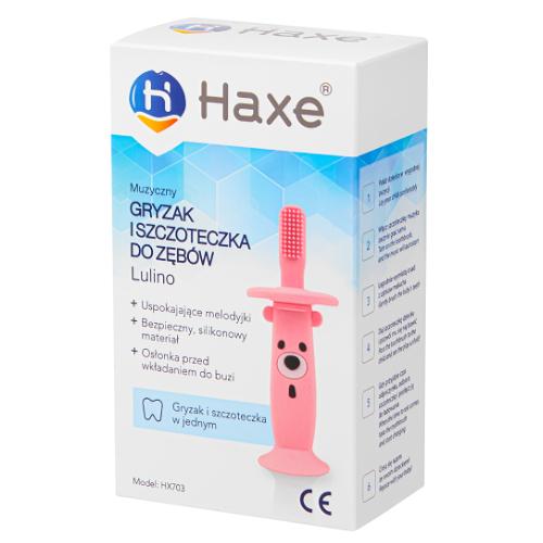 Haxe Lulino Muzyczna szczoteczka gryzak do zębów dla dzieci różowa, 1 szt.