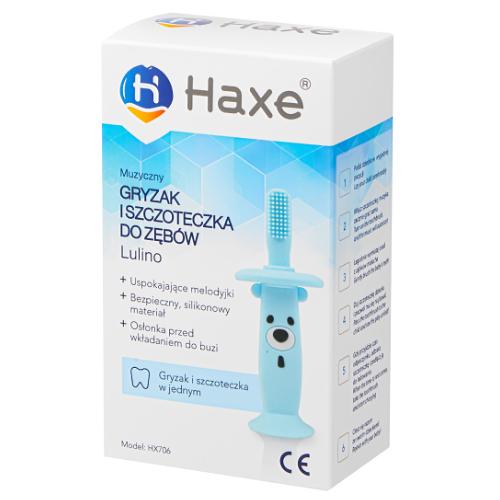 Haxe Lulino Muzyczna szczoteczka gryzak do zębów dla dzieci niebieska, 1 szt.