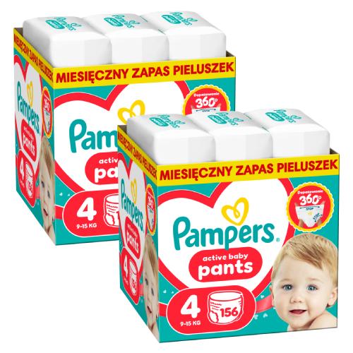 Zestaw Pampers Active Baby Pants 4 Pieluchomajtki dla dzieci, 2 x 156 szt.