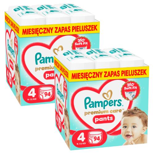 Zestaw Pampers Premium Care Pants 4 Pieluchomajtki dla dzieci, 2 x 94 szt.
