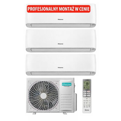 HISENSE Klimatyzator Multi Split, Pompa ciepła powietrze - powietrze 3AMW72U4RJC (3 pomieszczenia) z usługą montażu