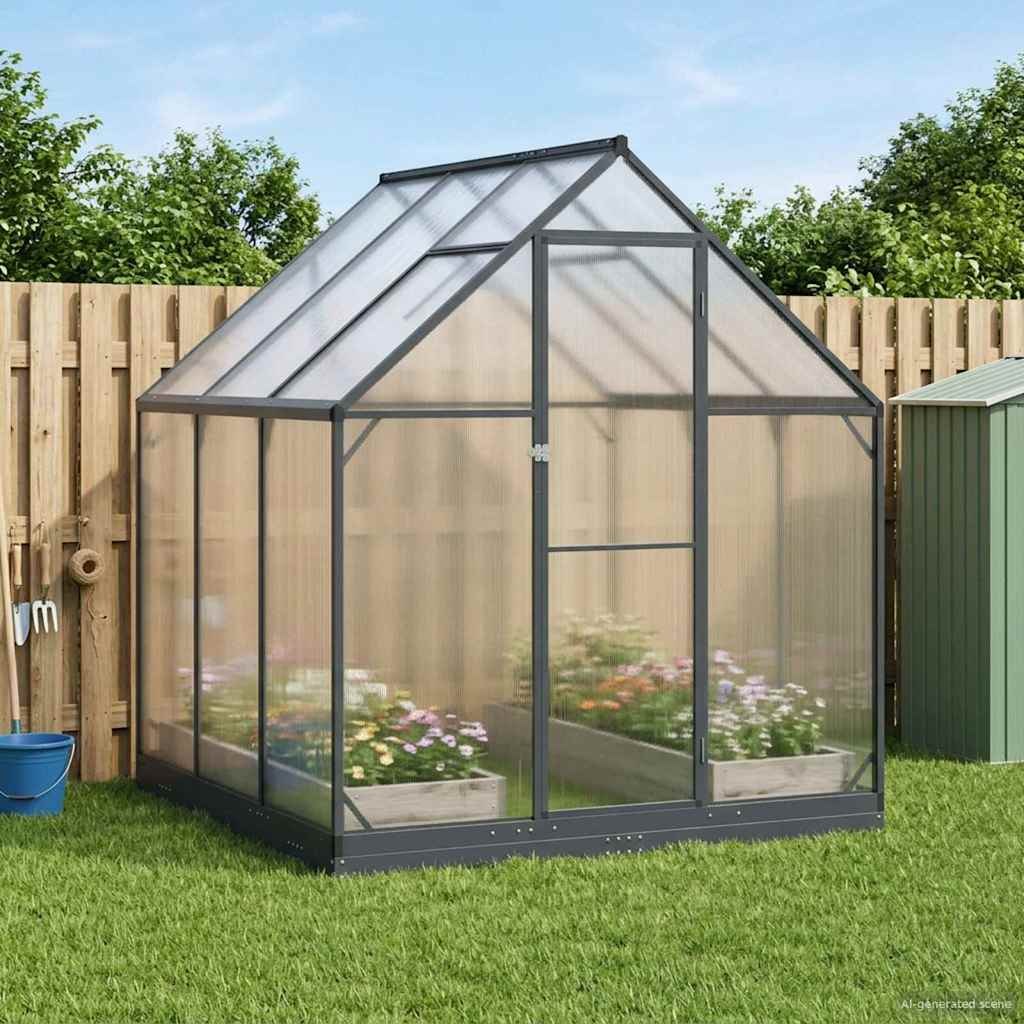 VidaXL Szklarnia Ogrodowa Z blokadą antracytowy 183,5 x 183,5 x 207 cm