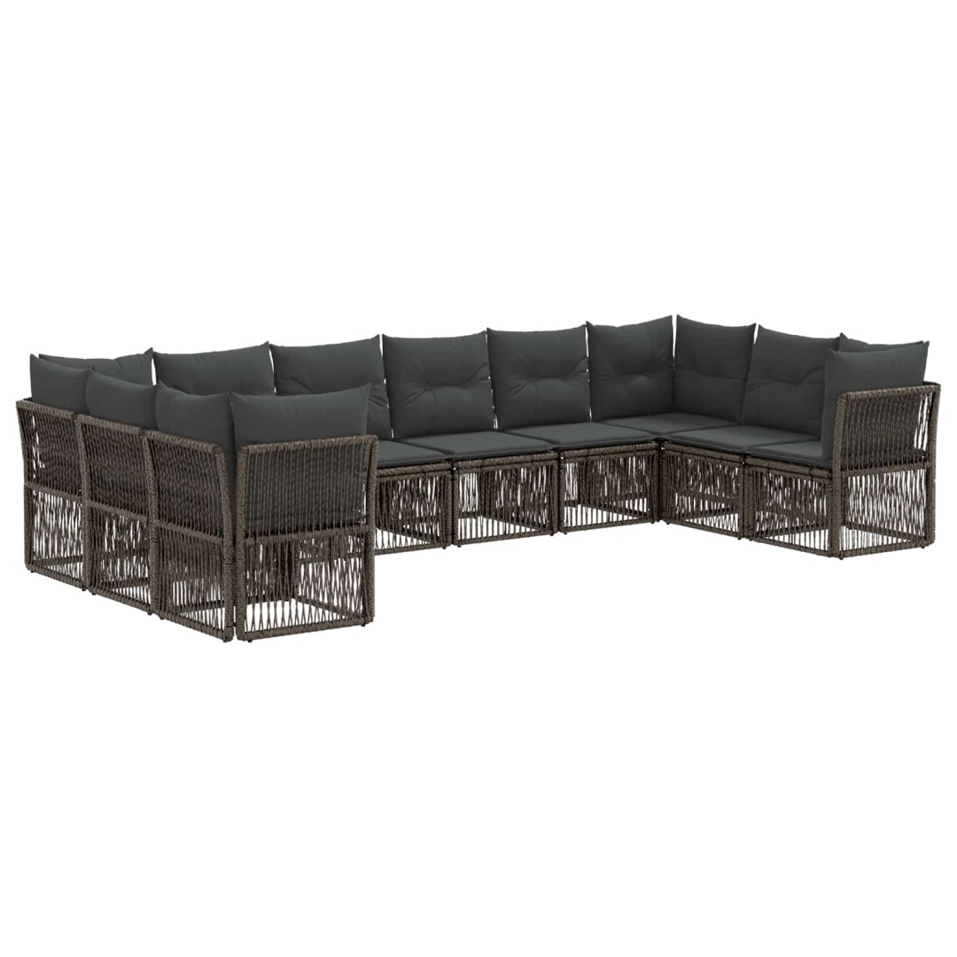 VidaXL Zestaw Sof na Ogród 10 pcs Szary polirattan