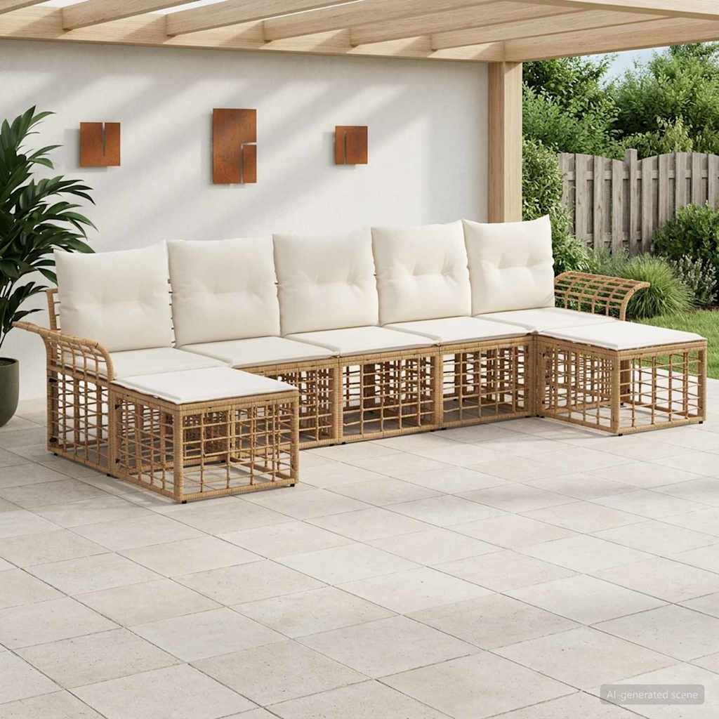 VidaXL Zestaw sof na zewnątrz 7 pcs Naturalny i Kremowy Biały