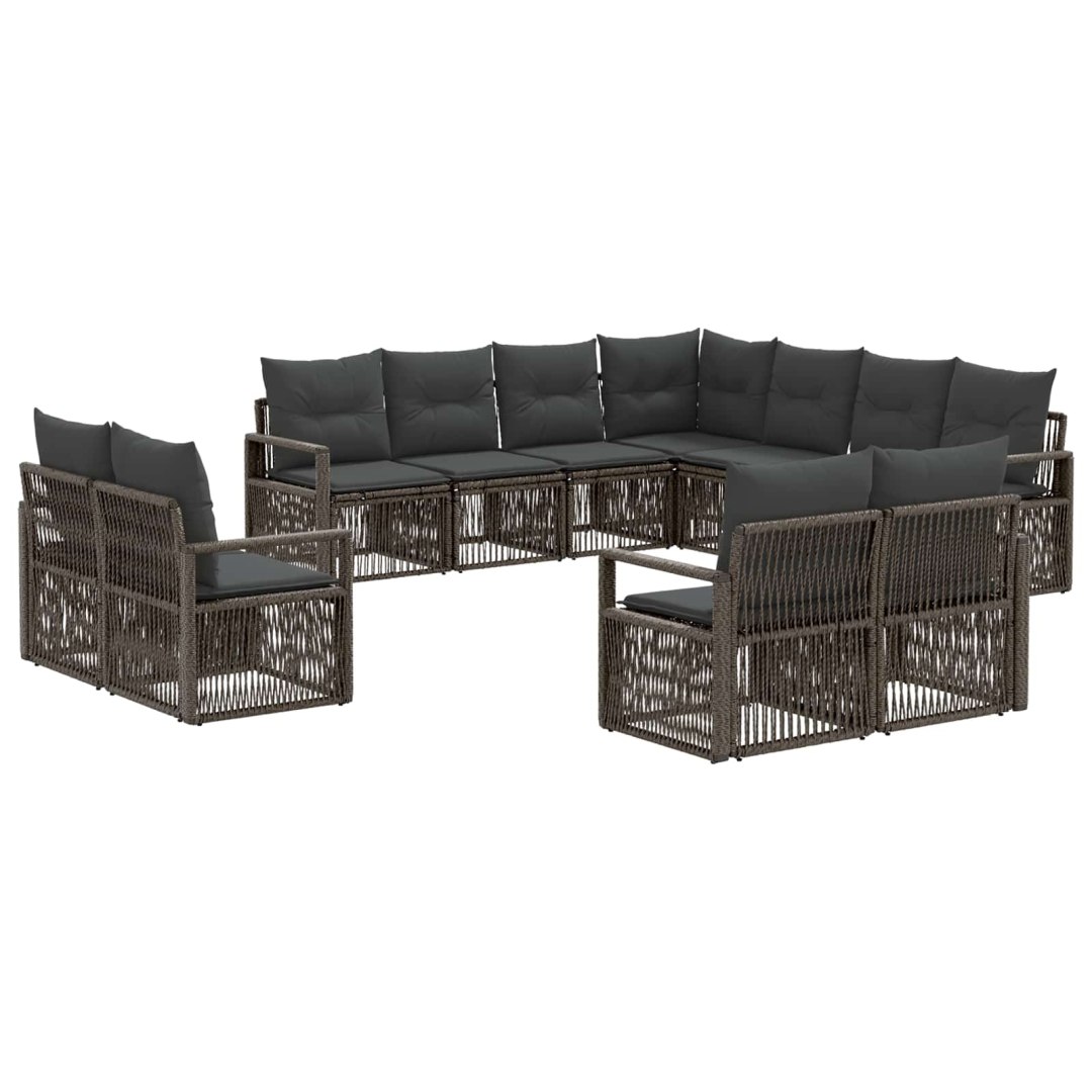 VidaXL Zestaw Sof na Ogród 11 pcs Szary polirattan