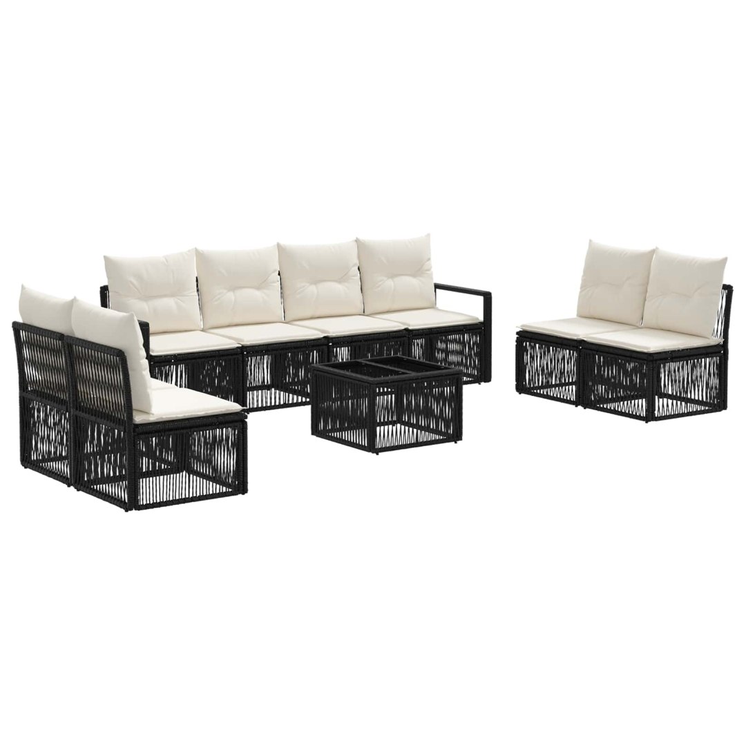 VidaXL Zestaw Sof na Ogród 9 pcs Czarny polirattan