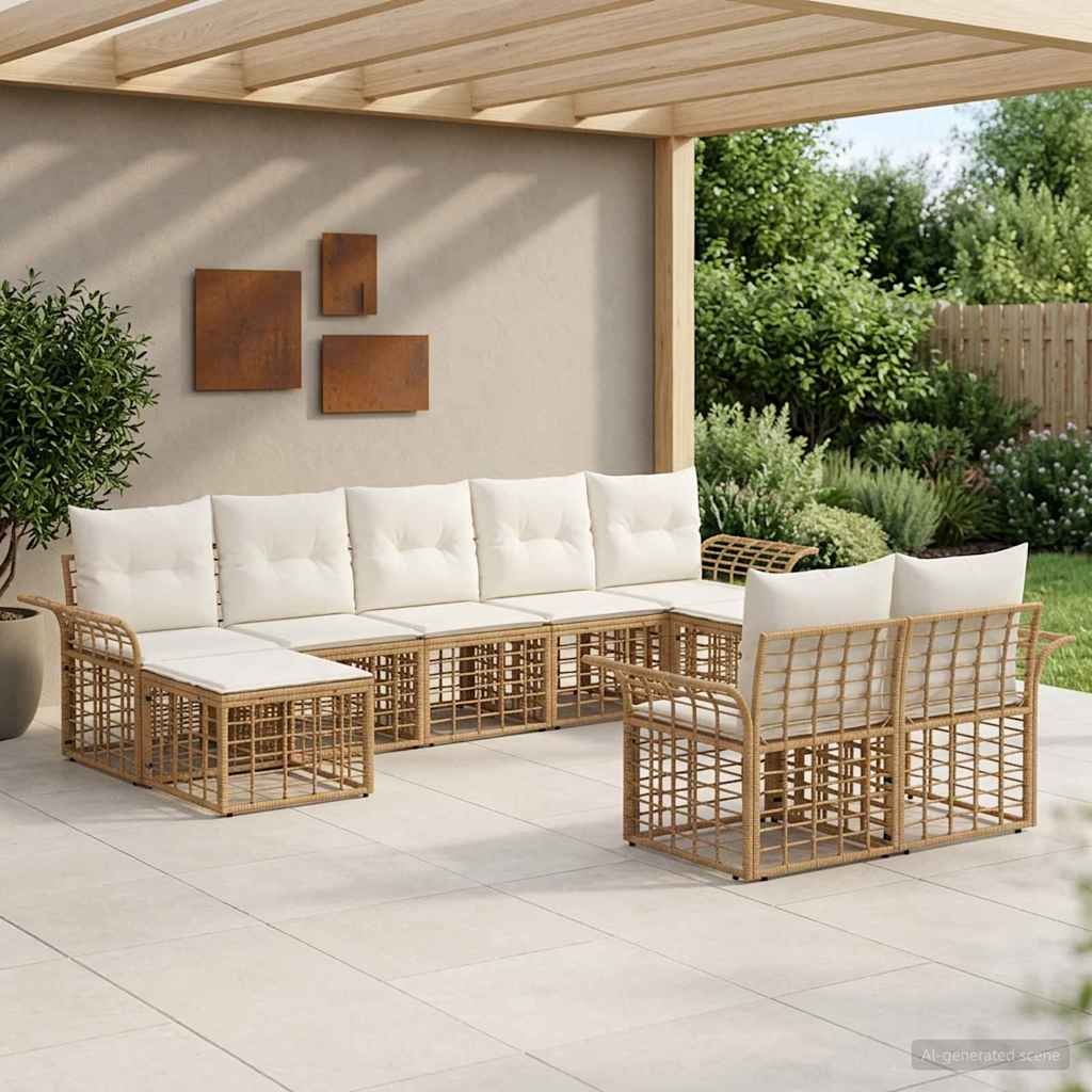 VidaXL Zestaw sof na zewnątrz 9 pcs Naturalny i Kremowy Biały