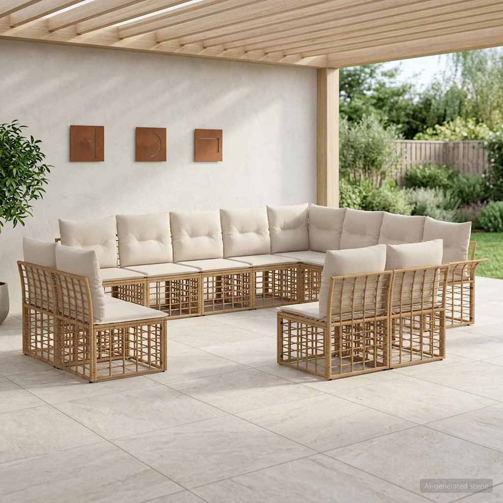 VidaXL Zestaw sof na zewnątrz 12 pcs Naturalny i Kremowy Biały