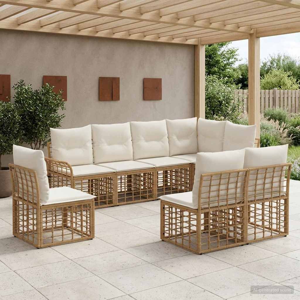 VidaXL Zestaw sof na zewnątrz 8 pcs Naturalny i Kremowy Biały