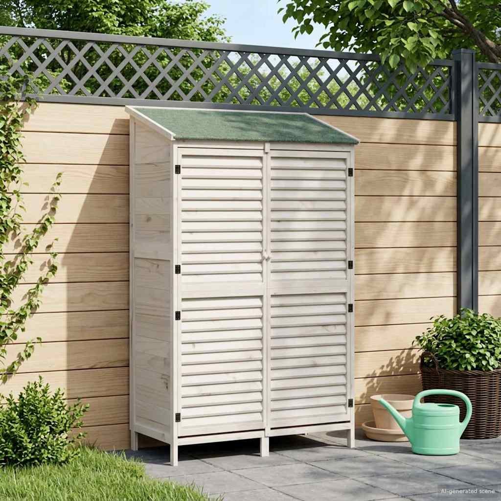VidaXL Shed ogrodowy Biały 106 x 56 x 176,5 cm Drewno Świerkowe