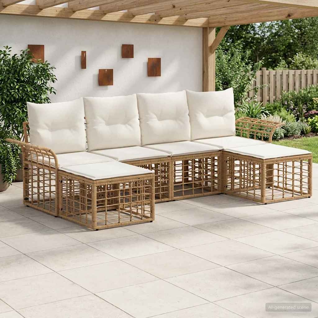 VidaXL Zestaw sof na zewnątrz 6 pcs Naturalny i Kremowy Biały