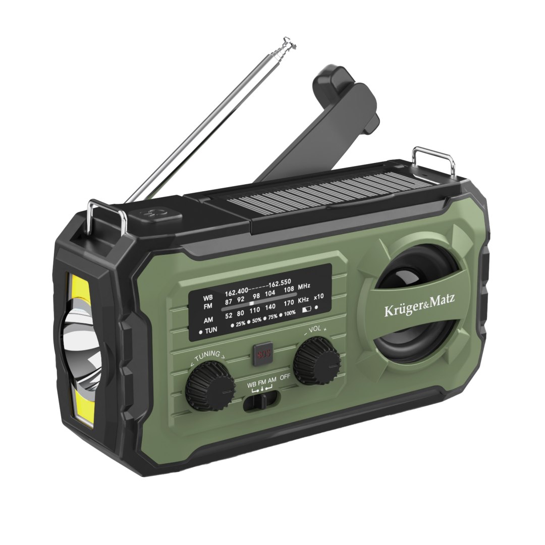 Kruger&Matz Radio awaryjne SOS, powerbank 10000mAh, latarka, dynamo