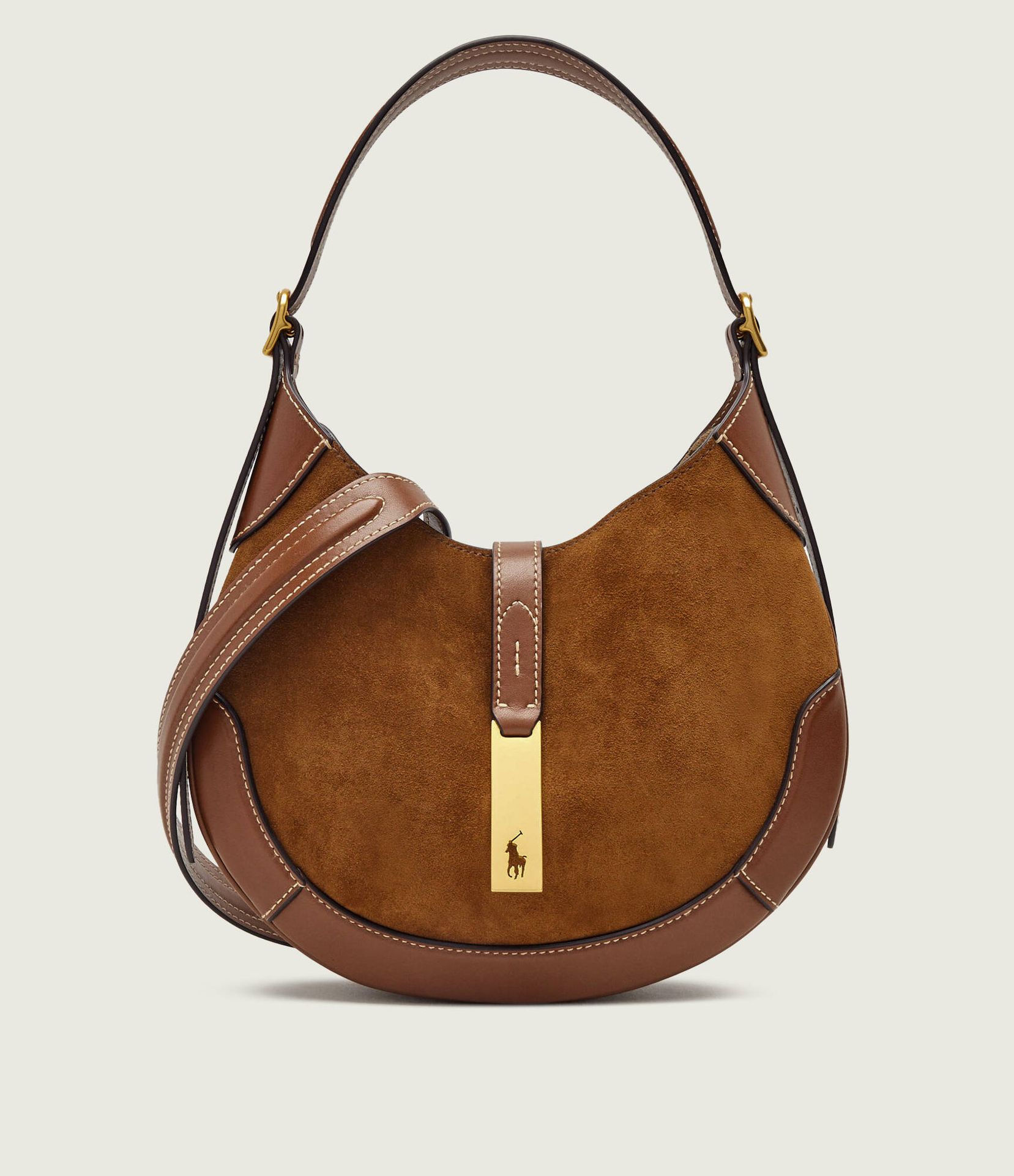 POLO RALPH LAUREN Hobo ID zamsz z dodatkiem skóry