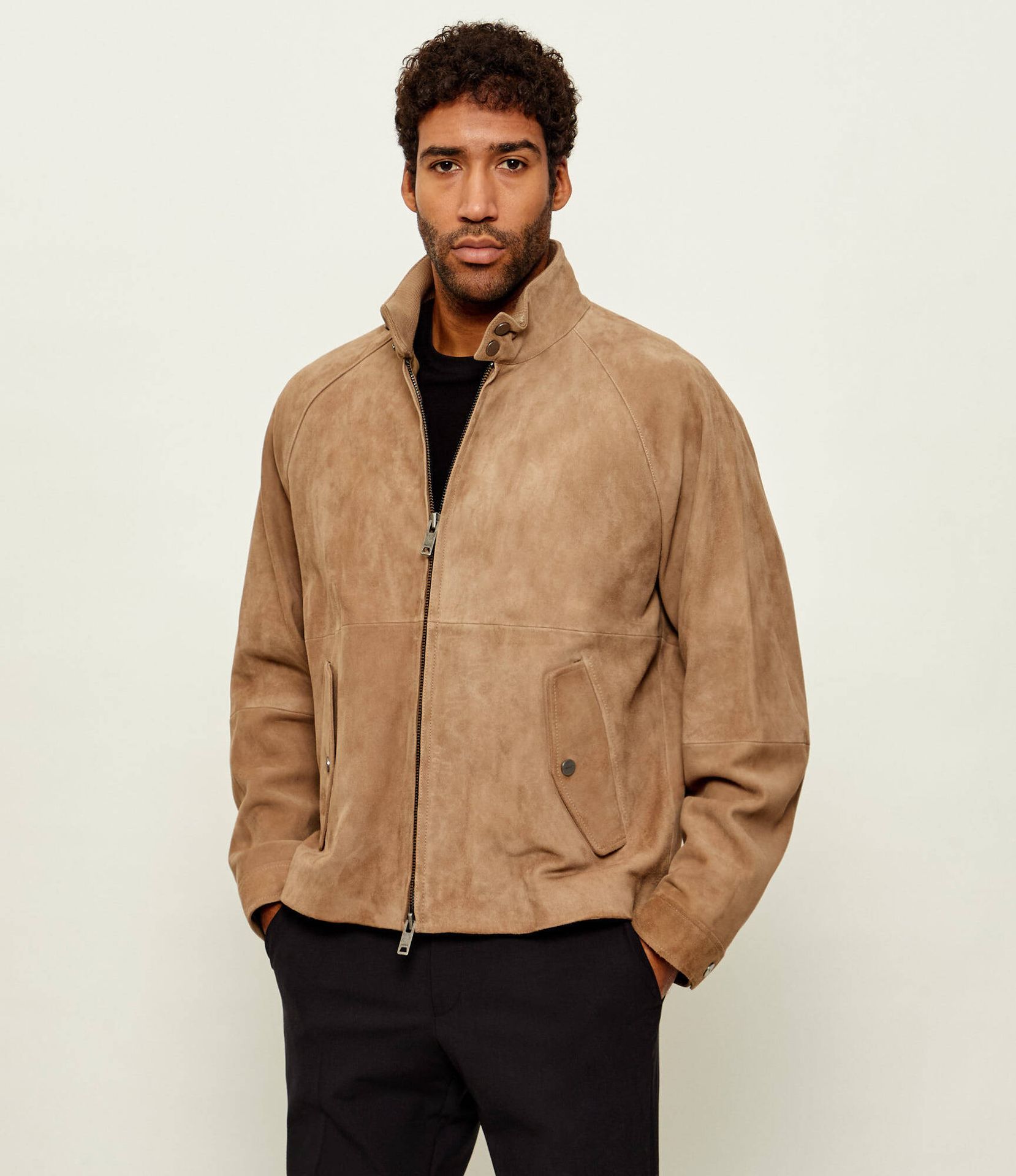 HUGO Kurtka Loridge Regular Fit zamsz