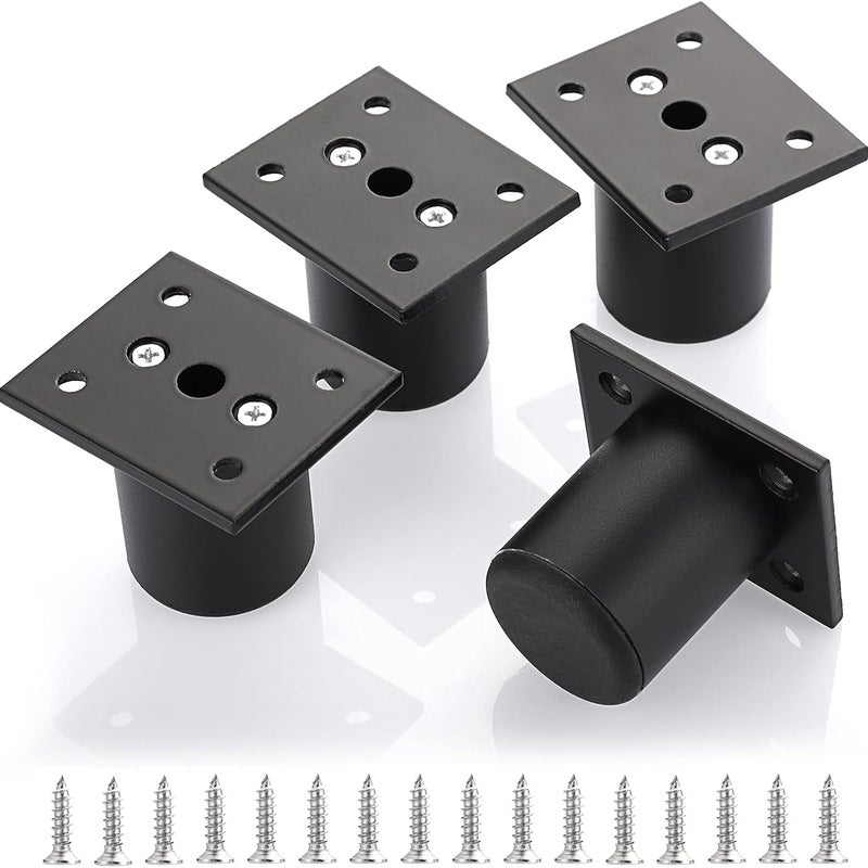 Zestaw 4 regulowanych aluminiowych nóg meblowych, 5 cm nogi do krzeseł DIY, odpowiednie do sof i szafek, czarne