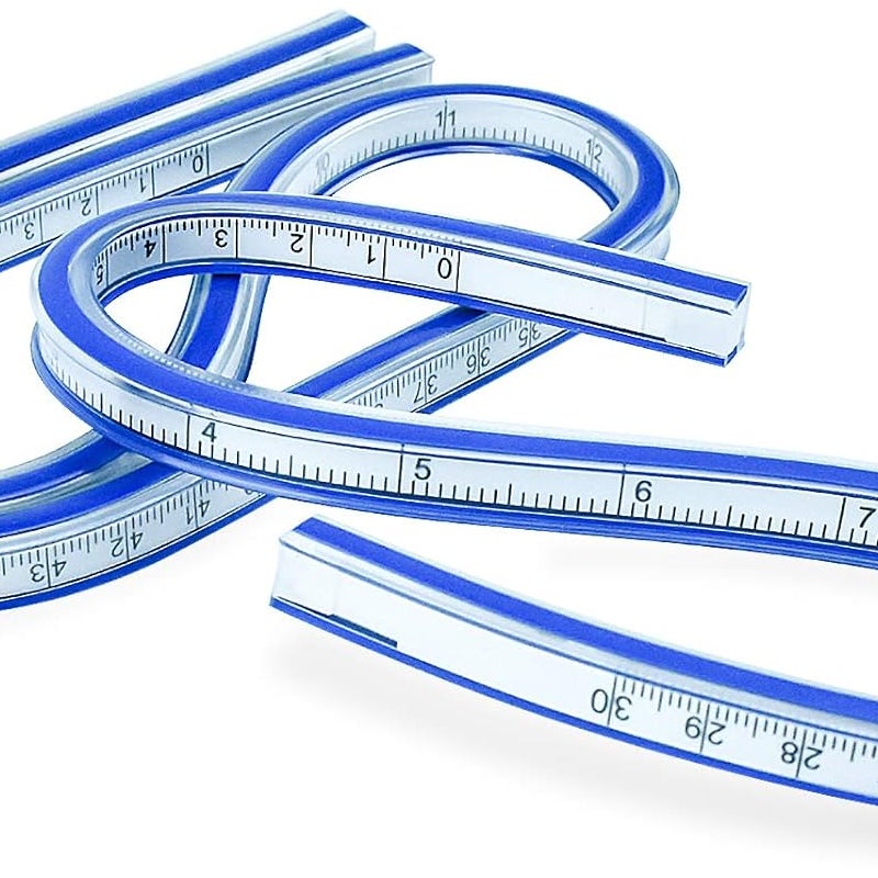 Dwie linijki szablonowe (30 cm + 60 cm) z krzywymi, odpowiednie do rysunku technicznego, projektowania odzieży i obróbki drewna
