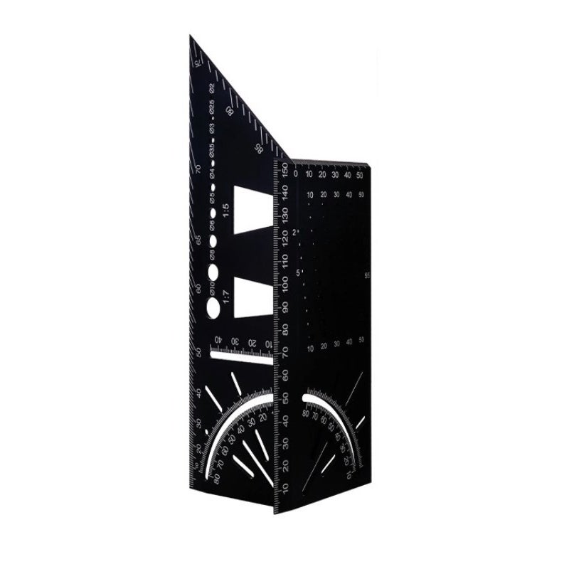 Linijka do znakowania 3D do obróbki drewna — kątownik ze stopu aluminium (skosy 45°/90°) — odpowiednia do belek, rur i powierzchni 3D