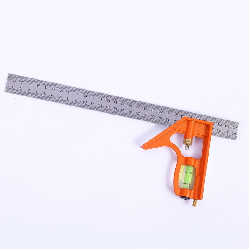 Kątownik kombinowany 30 cm, precyzyjny metalowy kątownik kombinowany (z ogranicznikiem i narzędziem do znakowania), narzędzia pomiarowe