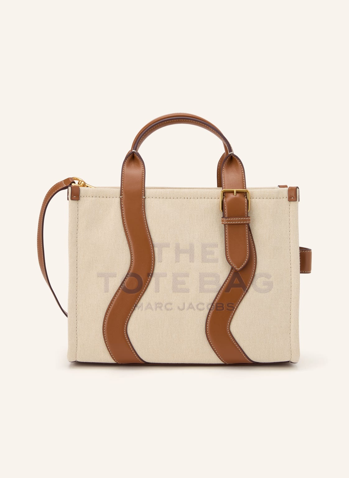 Marc Jacobs Shopperka The Medum Canvas Tote Wavy Stripes Leather beige